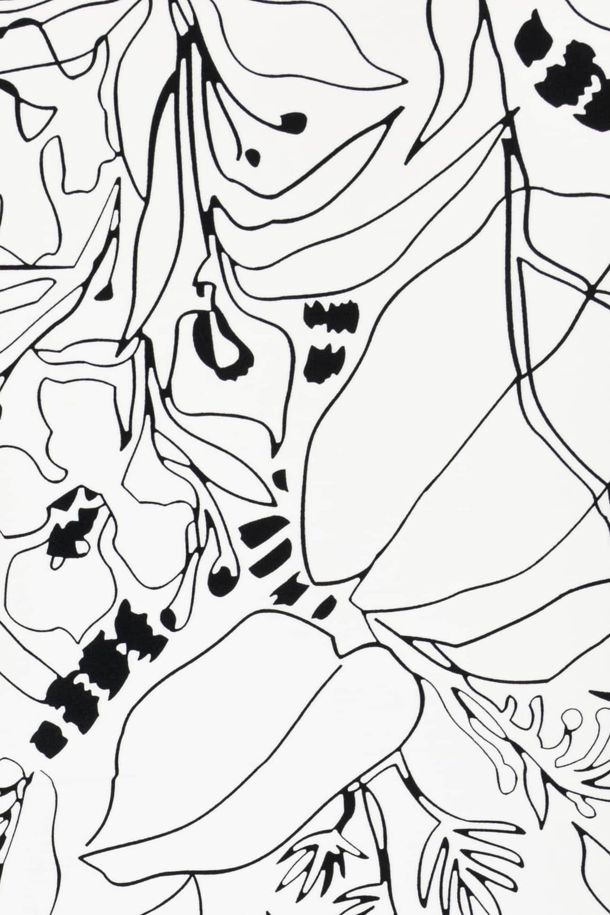 Black and white abstract floral fabric print for apparel sewing