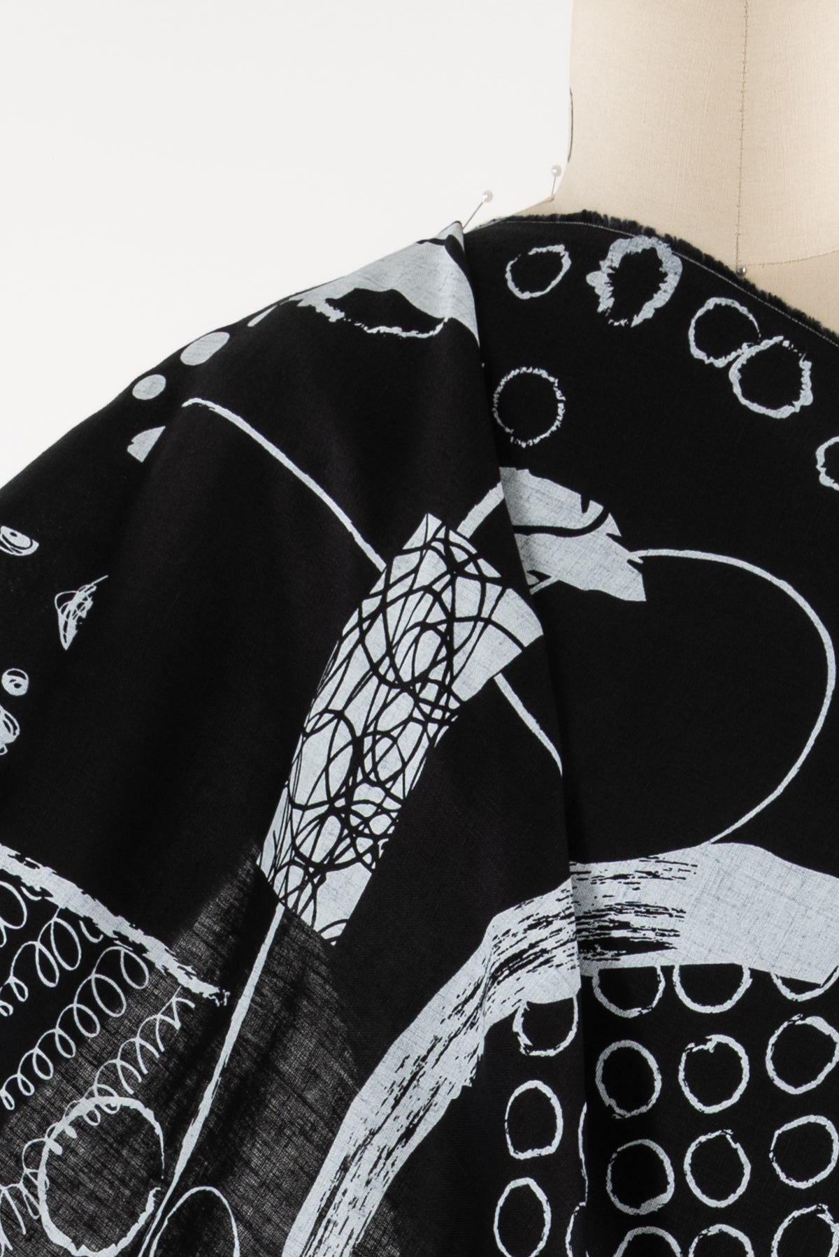 Black Dot Collage Linen Woven