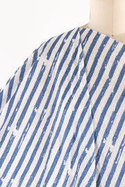 Blue Brushstroke Stripes Rayon Woven