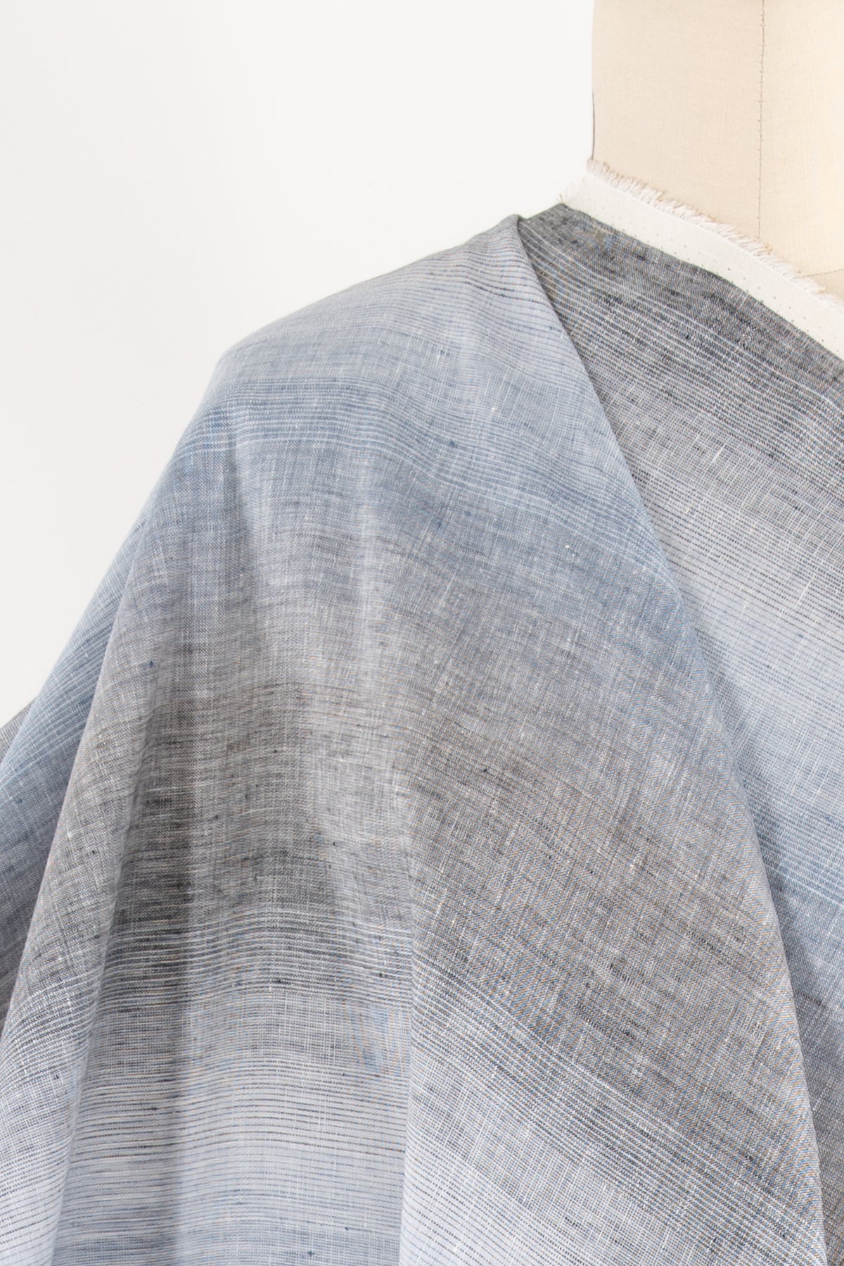 Blue Gray Ombré Stripe Linen Woven