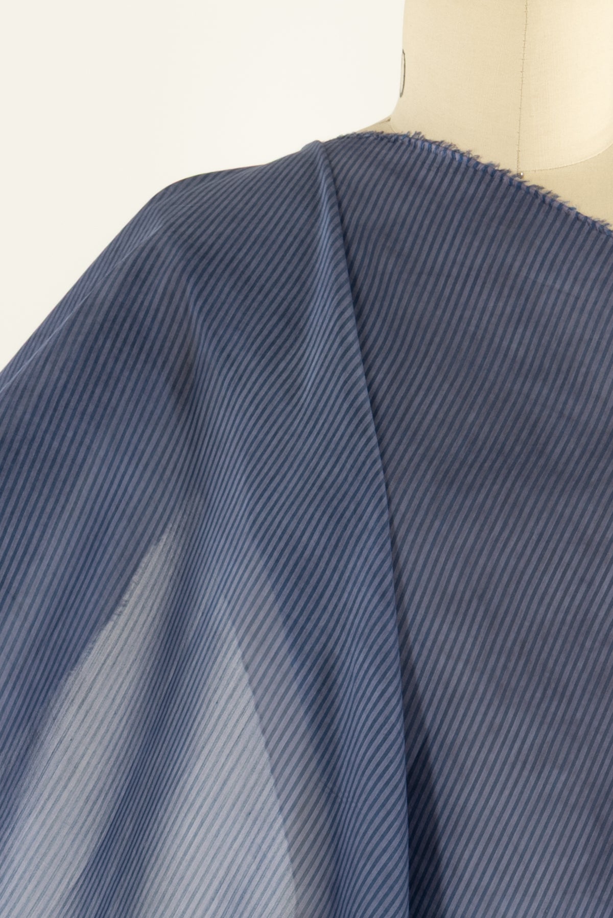 Fine Line Blue Stripe Italian Silk/Cotton Woven - ENDCUT