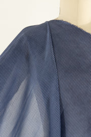 Fine Line Blue Stripe Italian Silk/Cotton Woven - ENDCUT