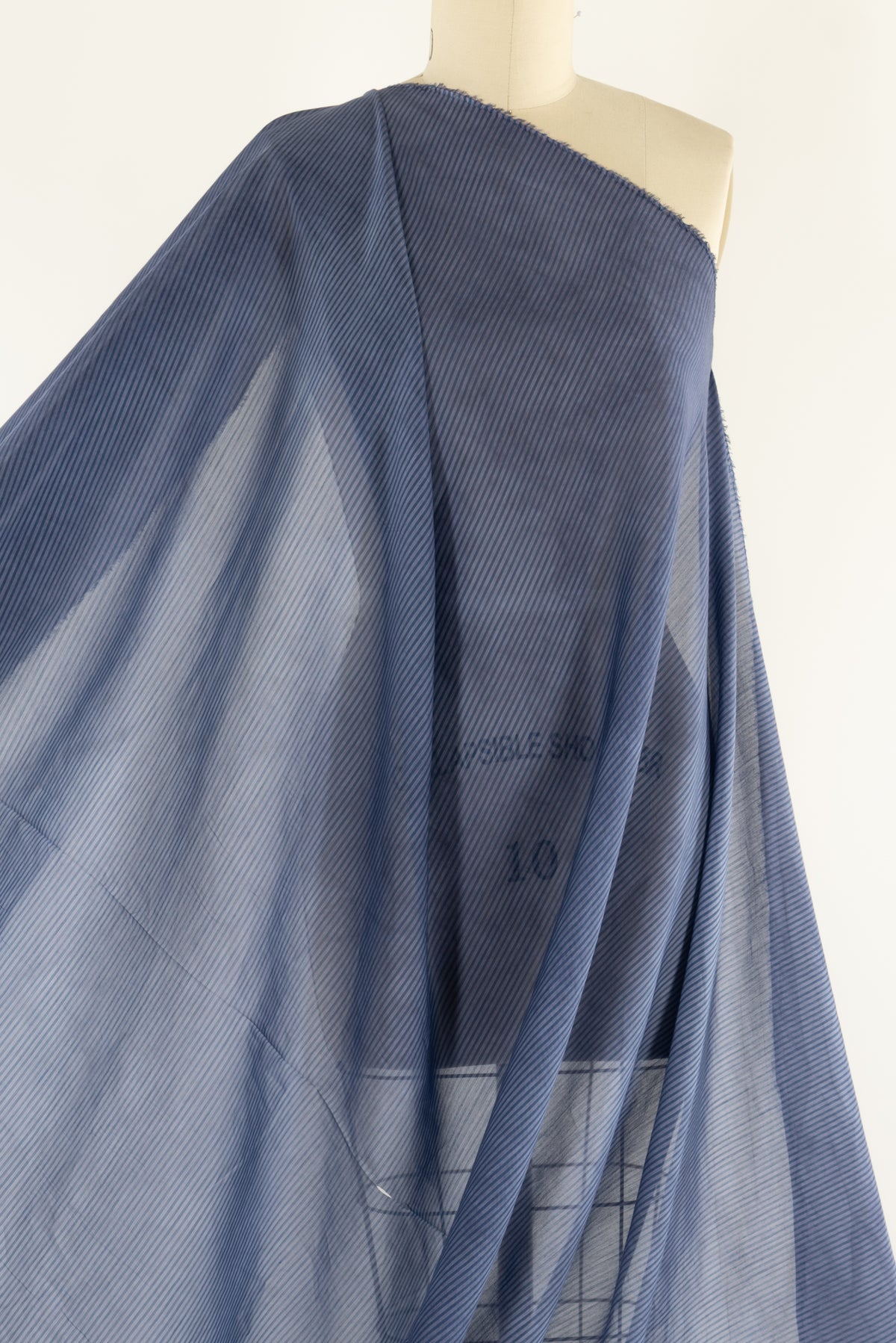 Fine Line Blue Stripe Italian Silk/Cotton Woven - ENDCUT