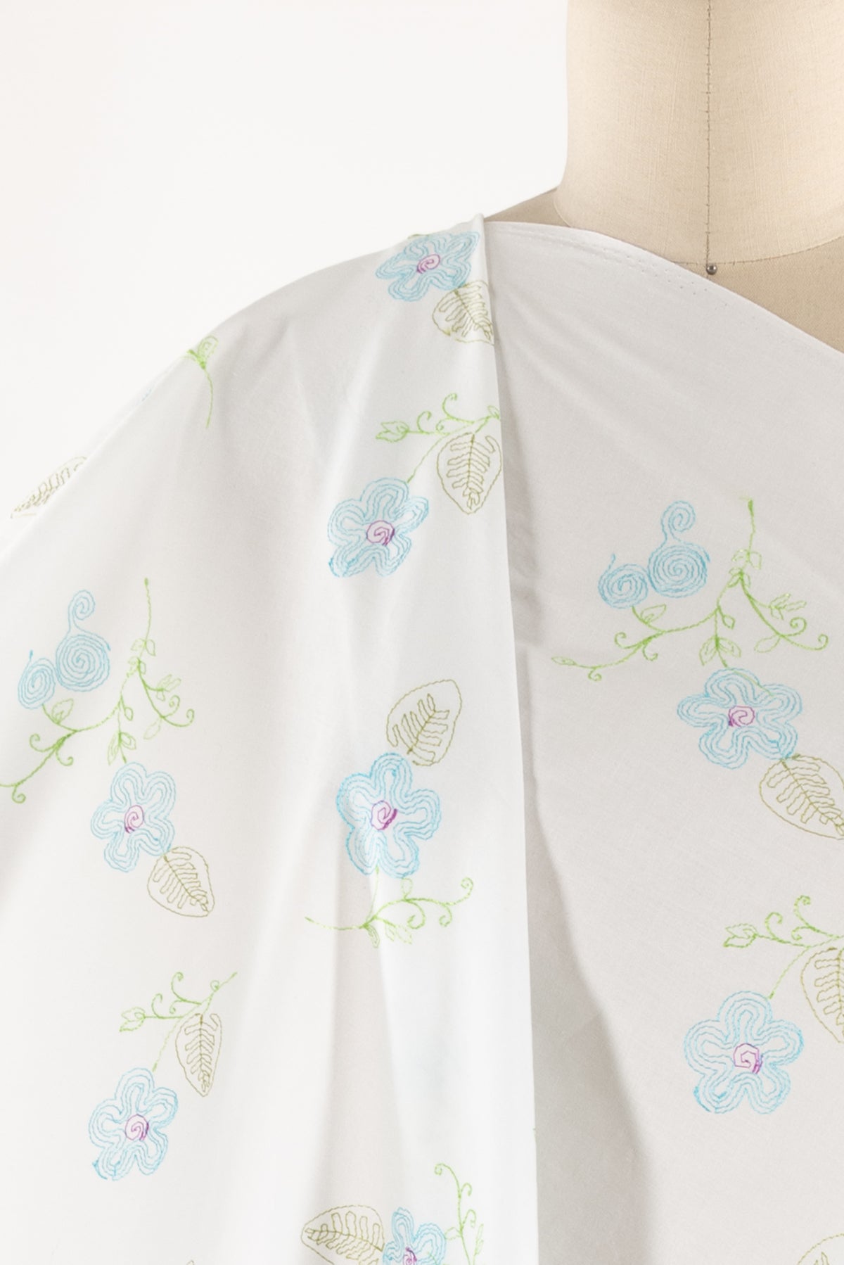 Blue  Primrose Embroidered Cotton Woven - ENDCUT