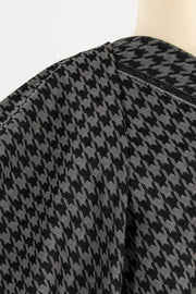 Charcoal Houndstooth Cotton Jacquard Denim Woven