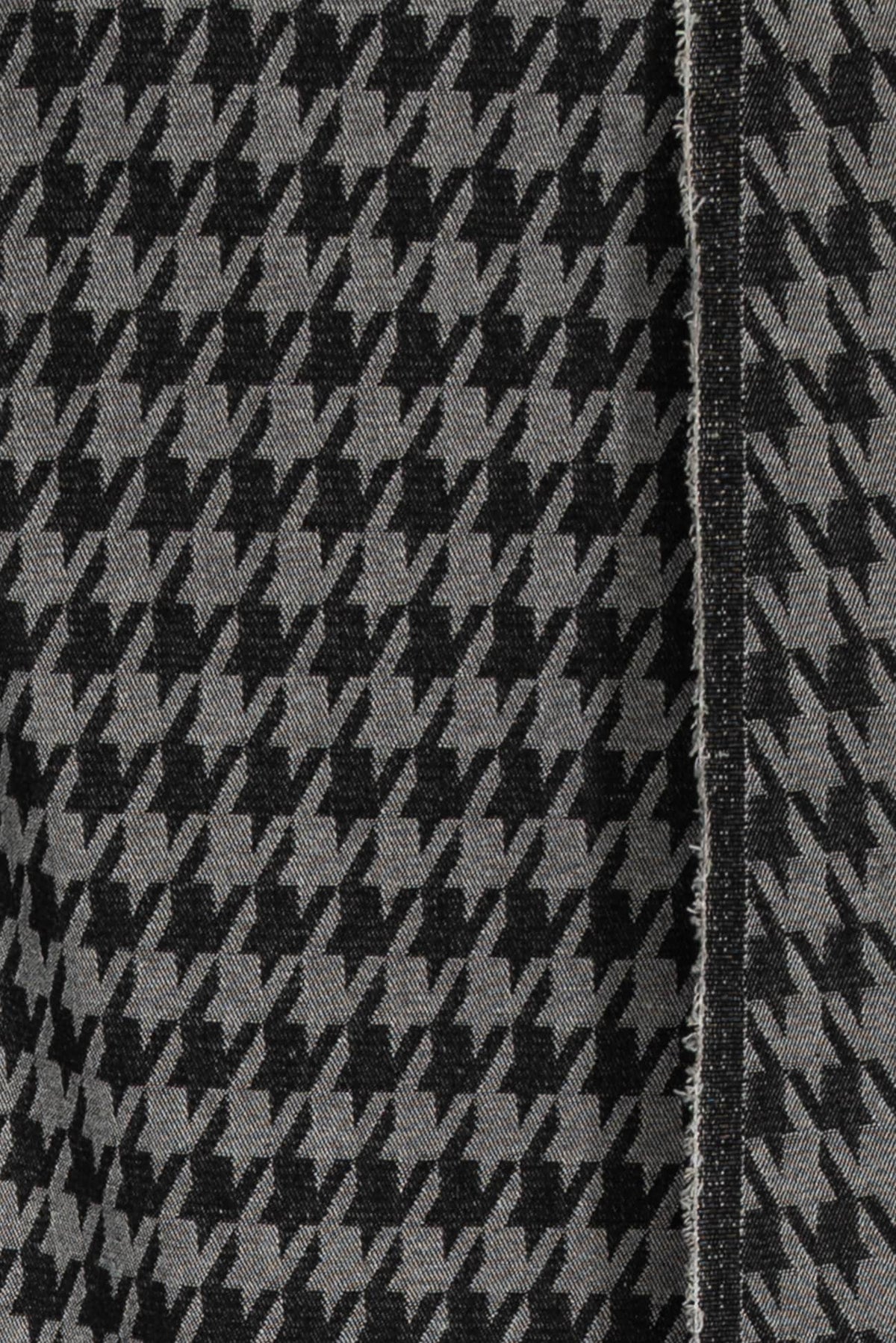 Charcoal Houndstooth Cotton Jacquard Denim Woven