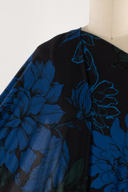 Cobalt Peonies Italian Viscose Knit