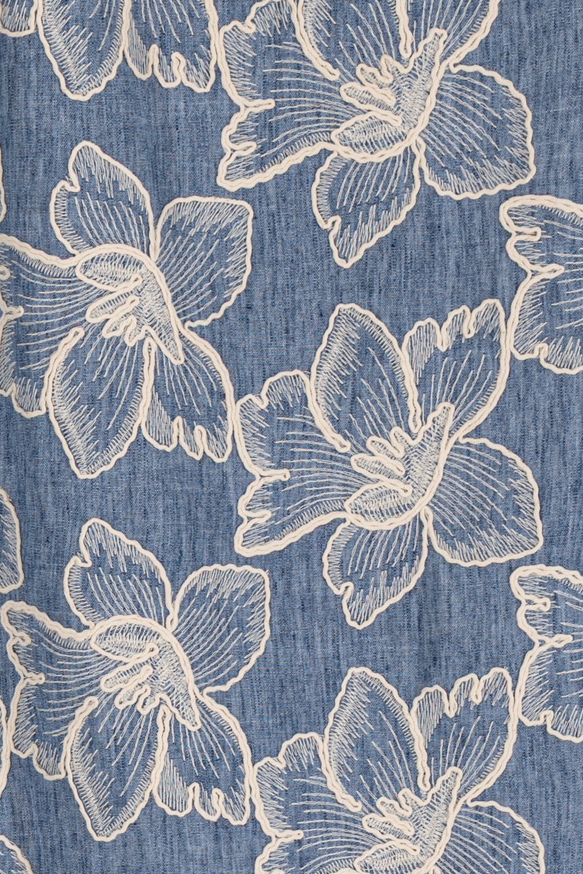Elderflower Embroidered Chambray Woven
