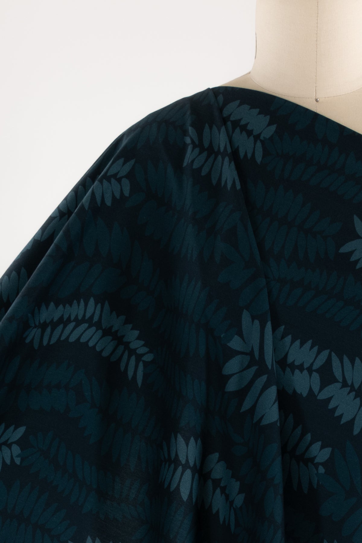 Midnight Blue Ferns Danish Viscose Woven