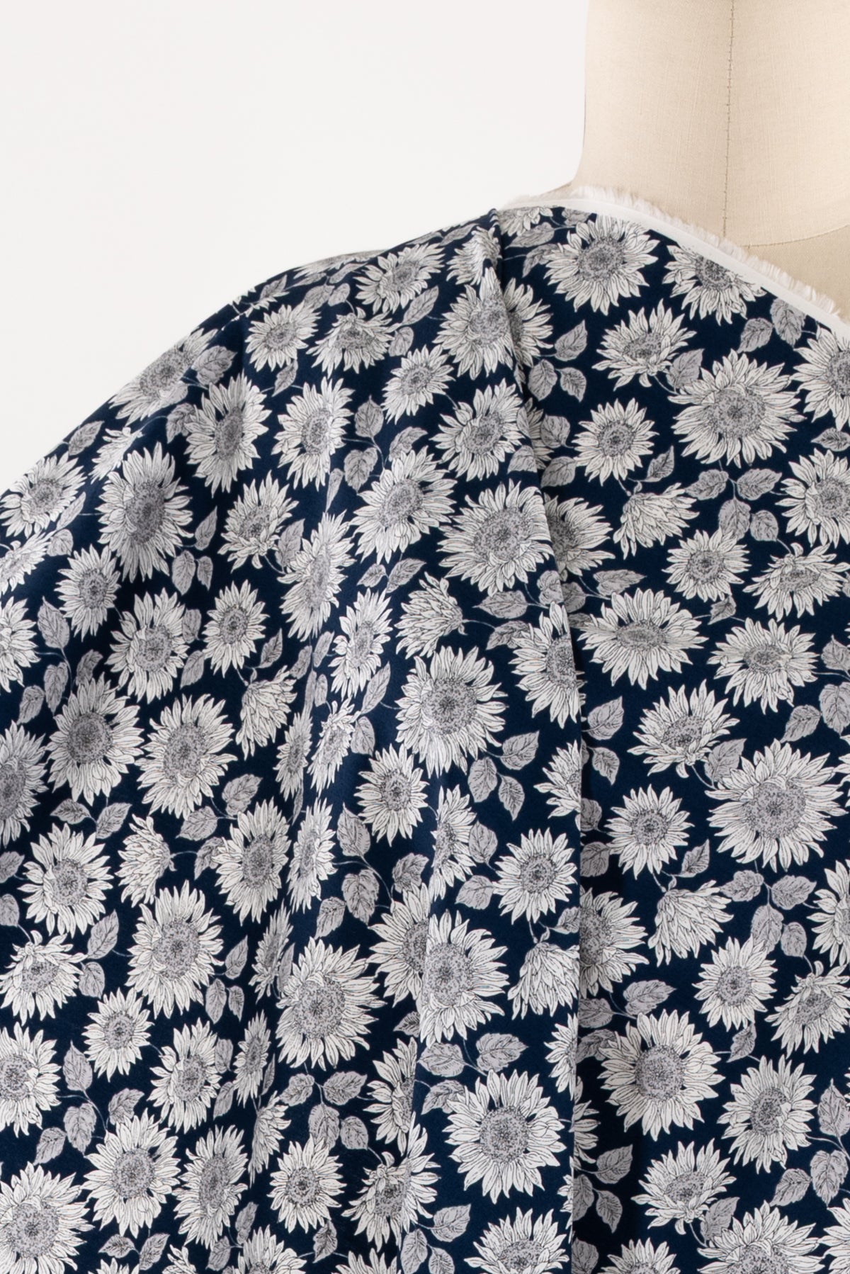 Indigo Sunflowers Japanese Cotton Woven