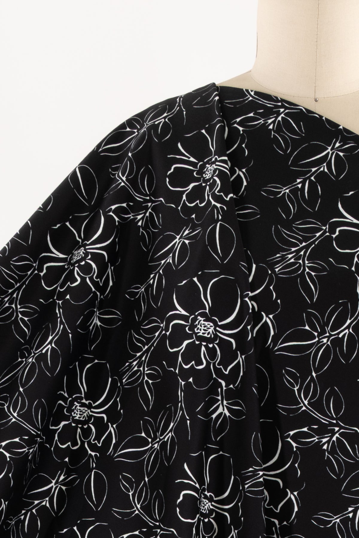 Monochrome Bloom Stretch Cotton Woven