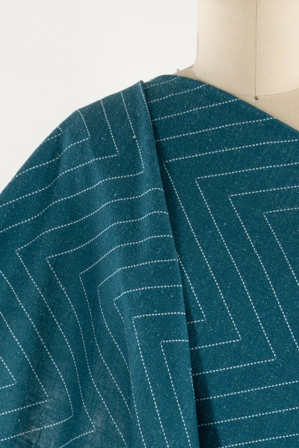 Teal Zig Linen Woven