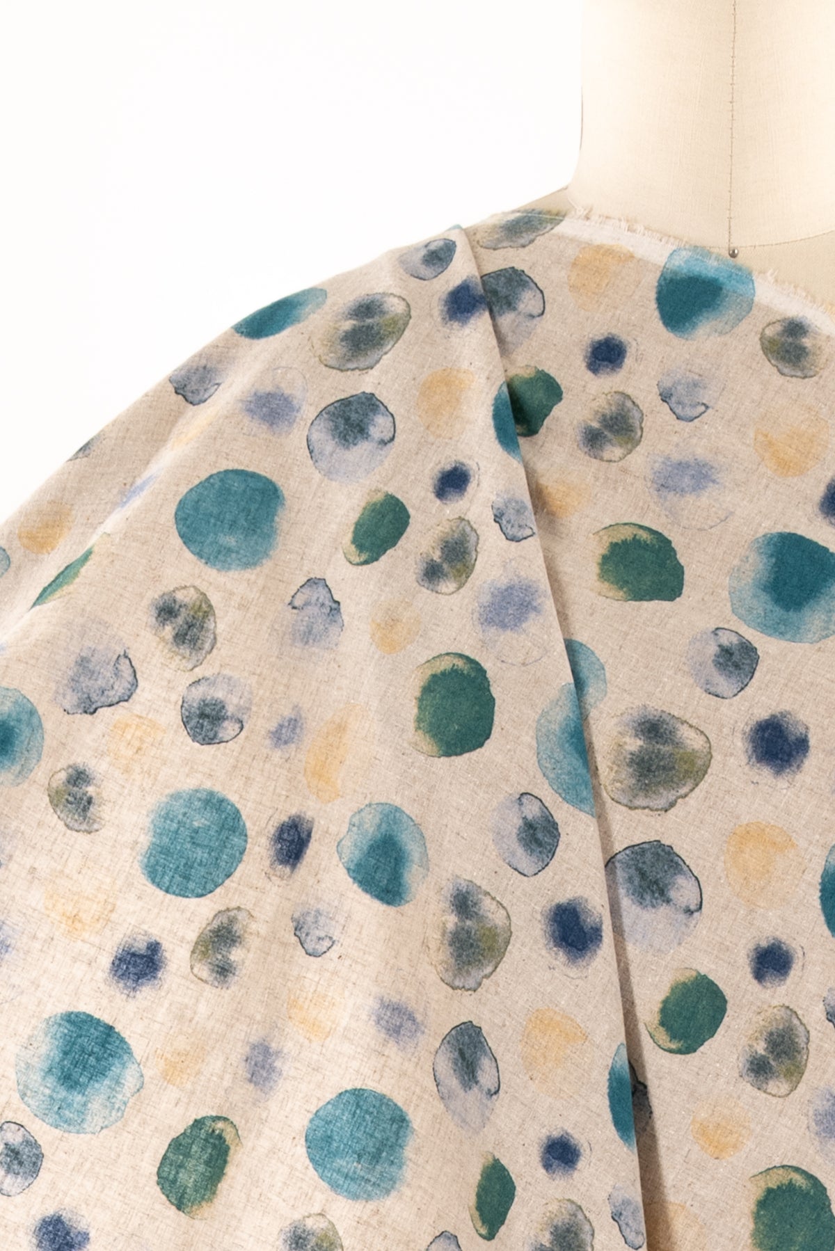 Tourmaline Dots Japanese Linen/Cotton Woven - ENDCUT
