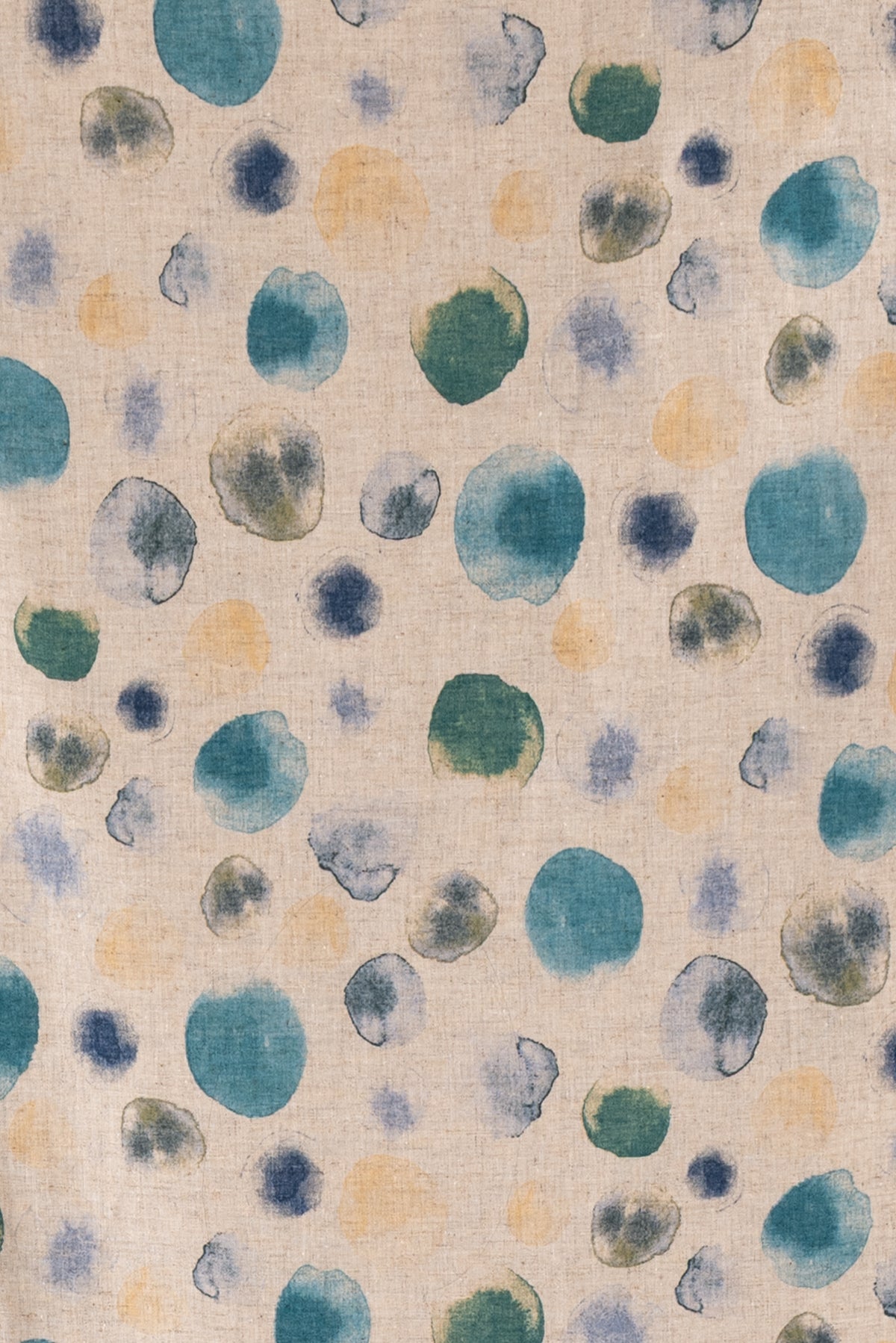 Tourmaline Dots Japanese Linen/Cotton Woven - ENDCUT