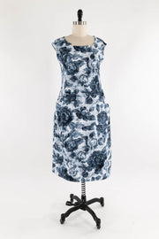 Blue Floral Cotton Knit Dress