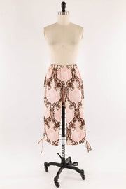 Pink And Brown Print Cotton Pants