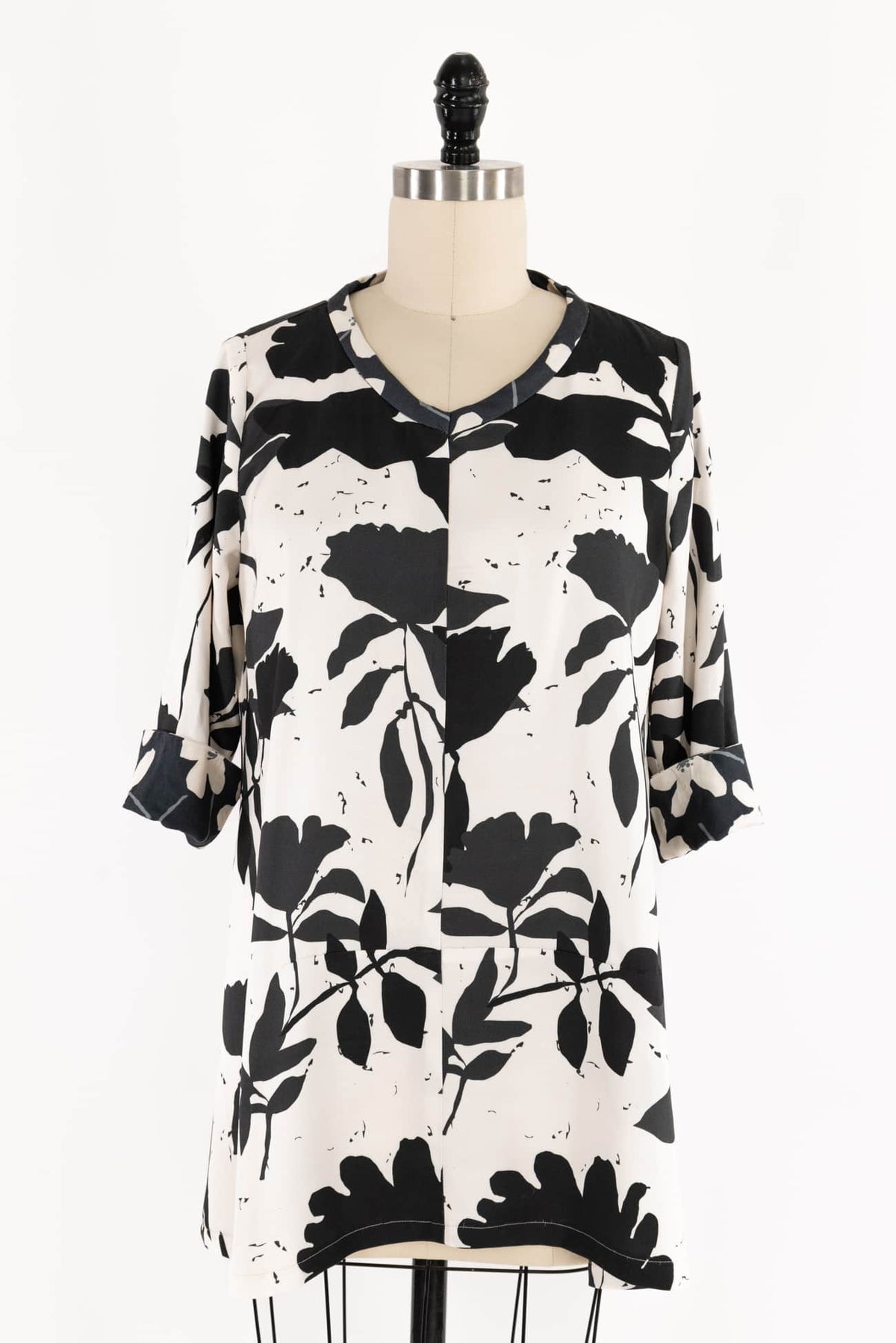 Black On White Viscose Tunic