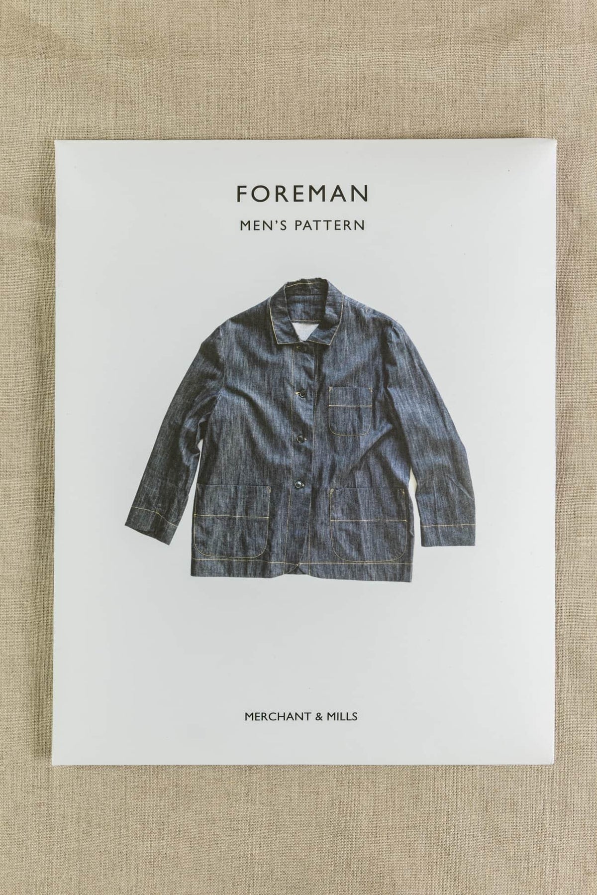 Foreman men's sewing pattern by Merchant & Mills for denim workwear jacket with button front and pockets