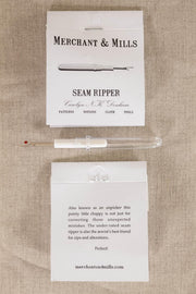 Merchant & Mills seam ripper tool for sewing, alterations, and fabric repairs on natural linen background